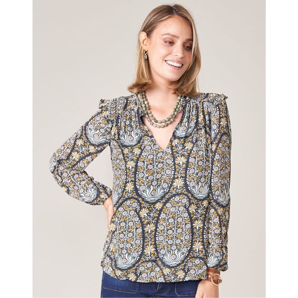 Spartina Aisley Blouse Jones Hundred Paisley Size M Green $148.00